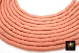 2 Strands 8 mm Clay Flat Beads, Clay Heishi beads in Polymer Peach Disc CB #118, Peach Rondelle