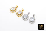 CZ Square Charms, Clear Crystal Drop Bezels #2664, Silver Gemstone Rectangle Shape Pendants