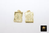 St. Benito Charms, Rectangle Gold Rosary Charm #641