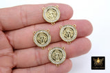 CZ Pave Mary Centers, Gold Cross Religious Connectors #569