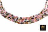 Natural Tourmaline Beads, Faceted Multi Mixed Tourmaline Beads BS #128, Genuine Jewelry Beads sizes 3 mm or 4 mm 15.5 inch Long Strands