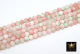 White and Pink Beads, Smooth Mixed Light Green and Pink Jade Dyed Beads BS #122