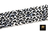 Tibetan Natural Faceted Agate Beads, DZI Agate Black and White Color Beads BS #130, sizes 10 mm 15 inch FULL Strands