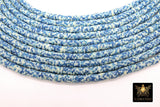 2 Strands 6 mm Clay Flat Beads, Slate Blue White Heishi beads in Polymer Clay Disc CB #117, Rondelle Multi Color