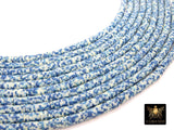 2 Strands 6 mm Clay Flat Beads, Slate Blue White Heishi beads in Polymer Clay Disc CB #117, Rondelle Multi Color