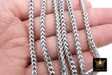Silver Stainless Steel Chain, 304 Square 4 x 4 mm Curb Chains CH #269, 4 mm Box Square Unfinished Necklace Chains