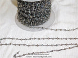 Natural Labradorite Gemstone Rosary Gold Chain, Gray 4 mm Jewelry Chain CH #337, 1 5 10 feet Religious Chain