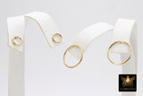 14 K Gold Hoop Stud Earring, High Quality Gold Filled Round Ring Stud Post Findings #2765/#2798, 7