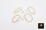 14 K Gold Hoop Stud Earring, High Quality Gold Filled Round Ring Stud Post Findings #2765/#2798, 7