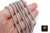 Silver Stainless Steel Chain, 304 Square 4 x 4 mm Curb Chains CH #269, 4 mm Box Square Unfinished Necklace Chains