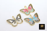 Enamel Butterfly Charm, White Black and Gold Monarch #2669, Blue and Pink Large Hole Pendants, Animal Necklace Jewelry - A Girls Gems