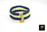 Navy Blue and Lime Gold Stretchy Bracelet #698, Oregon State Fan Team School Spirit Heishi Beaded Bracelet