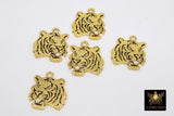 Gold Tiger Head Charm, Reversible Gold Plated Striped Tiger Head #3141, LSU Animal Head Beads Charms