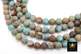 Natural Matte Blue Jasper Beads, Frosted Beige Blue Opalite Imperial Sea Sediment Round Beige Beads BS #7