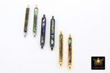 Gold Shell Bar Connector, Long Silver Bracelet Bar Charms # 2787, Black Blue Abalone, 4 x 22 mm Minimalist Jewelry Bars - A Girls Gems