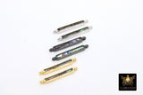Gold Shell Bar Connector, Long Silver Bracelet Bar Charms # 2787, Black Blue Abalone, 4 x 22 mm Minimalist Jewelry Bars - A Girls Gems