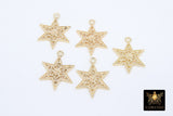 Gold Filled Star Charms, Medium Filigree Dainty Starburst Pendants #124, Bracelet