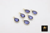 Iolite Teardrop Charms, Gold Plated Oval Gemstone Charms #2846, Sterling Silver Birthstone Pendants