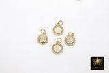 Tiny St. Benito Charms, CZ Pave 9 mm Cross St. Benedict Charm #2834, Gold Plated Round Medallion Medals