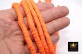 2 Strands 6 mm Clay Flat Beads, 8 mm Orange Heishi beads in Polymer Clay Disc CB #136, Pumpkin Rondelle Multi Color