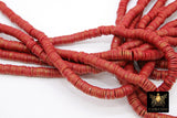 2 Strands 6 mm Clay Flat Beads, Red and Gold Heishi beads in Polymer Clay Disc CB #136, Blood Red Rondelle Multi Color
