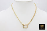 Gold CZ Curb Chain Necklace, Shackle CZ Dainty Choker, Stainless Steel Jewelry - A Girls Gems
