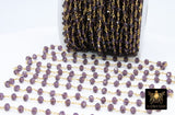 Amethyst Purple Rosary Chain, 6 mm Faceted Crystal Chains RS #92, Gold Wire Wrapped Jewelry Chain, Shipped from USA