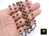 Amethyst Purple Rosary Chain, 6 mm Faceted Crystal Chains RS #92, Gold Wire Wrapped Jewelry Chain, Shipped from USA