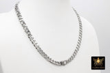 Gold Large Clasp Curb Chain Necklace, Silver Stainless Steel Cuban Diamond Cut Miami Flat Link Necklace, Women and Men Necklaces - A Girls Gems