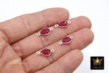 Pink Tourmaline Teardrop Connectors, 925 Sterling Silver Oval Pink Gemstones #2529 - A Girls Gems
