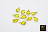 Lemon Quartz Teardrop Charms, Gold Plated Faceted Yellow Gemstones #2843, Sterling Silver Birthstone Pendants