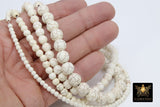 2 Strands White Turquoise Beads, Smooth Round White Beige Turquoise Beads BS #60, sizes in 4mm 6mm 8mm 10mm 15.3 inch Strands