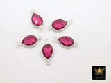 Pink Tourmaline Teardrop Connectors, 925 Sterling Silver Oval Pink Gemstones #2529