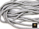 2 Strands 6 mm Gray Clay Flat Beads, Gray Heishi beads in Polymer Clay Disc CB #141, Medium Grey Rondelle