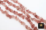 Natural Strawberry Quartz Beads, Shiny Chips and Nugget Pink Beads BS #152, sizes 5-8 mm
