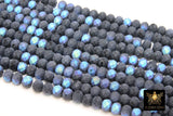Blue Black Crystal Beads, Faceted Baby Blue Matte Crystal Rondelle Jewelry Beads BS #146, sizes 8 x 6 mm 17.3 inch Strands