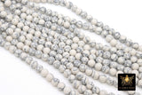 White Turquoise Beads, Smooth Round White Black Gray Howlite Beads BS #161, sizes in 8 mm 15.75 inch Strands