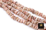 Beige and Pink Shell Beads, Multi Color Freshwater Pearlized Heishi Cube Beads BS #154, Square Flat sizes 7x 8 mm 15.25 inch Strands