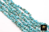 Blue Turquoise Beads, Shiny Aqua Blue Chips and Nugget Howlite White Beads BS #159, sizes 5-8 mm