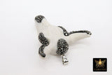 Black and White CZ Bone Cow Skull Pendant, Boho Longhorn Cattle CW2 - A Girls Gems