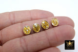 Gold Cross Beads, 3 Pc St. Benito Oval Beads #527, 8 x 10 mm Antiqued Medallion Medals