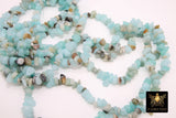 Natural Amazonite Beads, Shiny Aqua Blue Chips and Nugget White Beads BS #149, sizes 5-8 mm