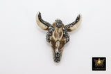 Beige Bone Cow Skull Pendant, Boho Brown and Black Stone Longhorn CW3, Resin Bone Skull - A Girls Gems