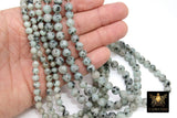 Natural Baby Blue Kiwi Beads, Shiney Sesame Round Aqua Blue BS #134, Black Spot Lotus Jasper Beads