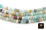 Faceted Natural Amazonite Beads, Rondelle Beads in Light Blue and Beige blends BS #25, sizes 6 x 8 mm 15.3 inch Strands