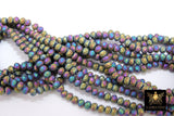 Titanium Crystal Beads, Faceted Purple Blue Matte Crystal Rondelle Rainbow Jewelry Beads BS #145, sizes 4 x 6 mm 15.7 inch Strands