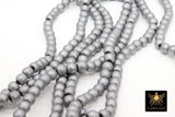 Hematite Platinum Beads, Smooth Green Frosted Rondelle Silver Jewelry Beads BS #151, sizes 6 mm 15.5 inch Strands
