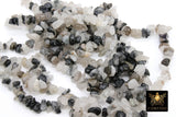 Natural Black Rutilated Quartz Beads, Shiny Chips and Nugget Black Beads BS #156, sizes 6-18 mm