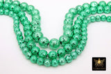 Green Plated Lava Rock Beads, Metallic Textured Mardi Gras Beads BS #181, New Orleans Jewelry sizes 6 mm 8 mm 10 mm in 15.4 inch Strands