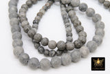 Maifan Stone Beads, Smooth Shiny Round Maifanite Gray Beads BS #187, size 6 mm